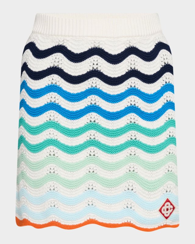Wavy Crochet Knit Mini Skirt
